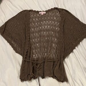 Xhilaration Chocolate Open-Knit Cardigan